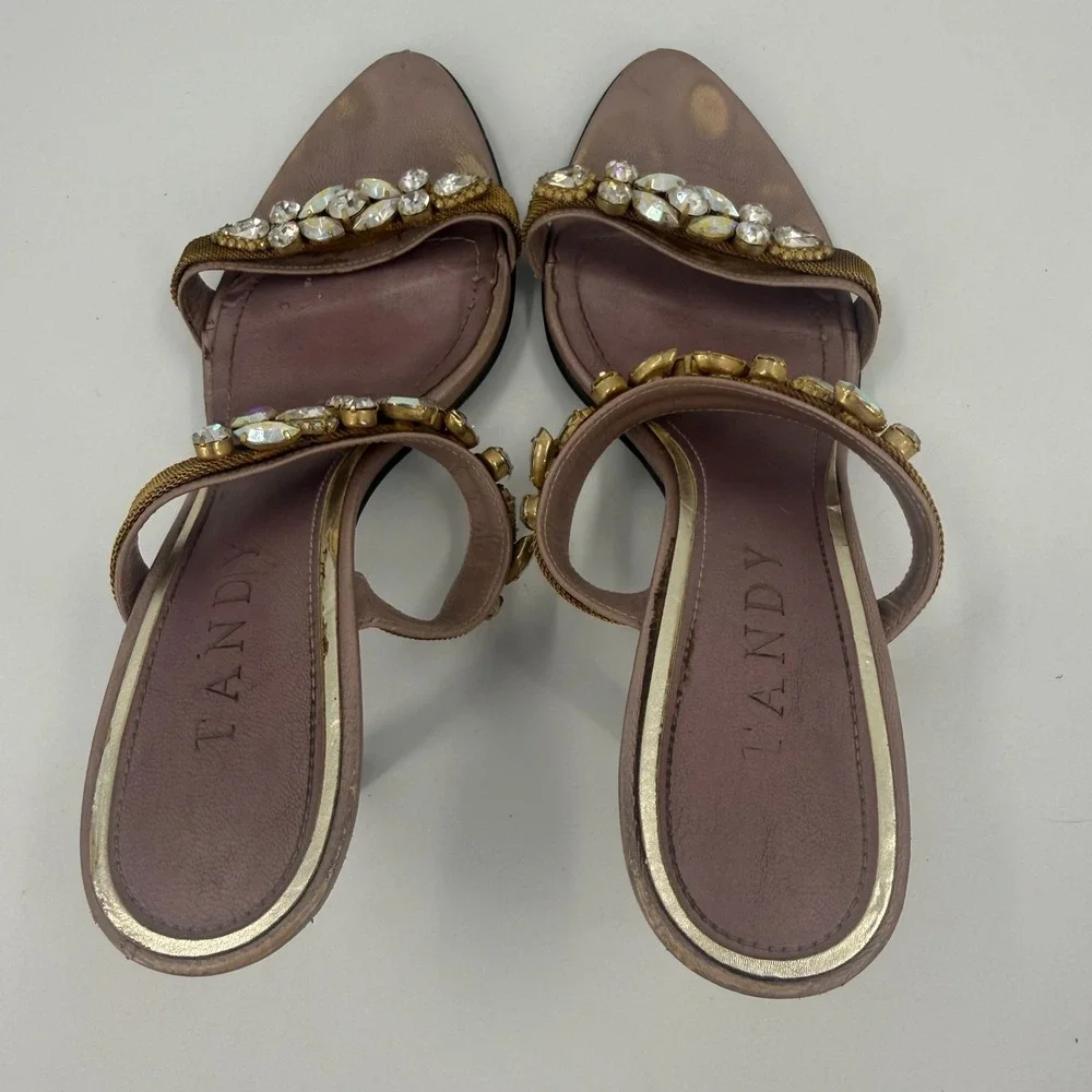 Tandy Stiletto Heel Sandals Womens Size 15 Bronze Embellished Open Toe Partywear